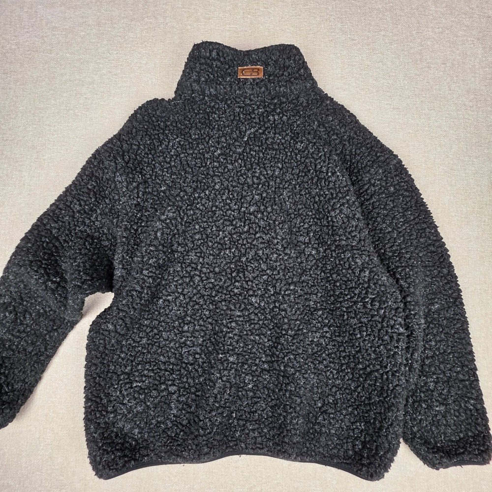 Vintage CB Sports Mens Sherpa Fleece Quarter Zip Pullover Charcoal Gray USA Made - Picture 4 of 11